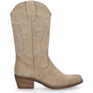 Manfield - Dames - Taupe suède cowboylaarzen - Maat 39