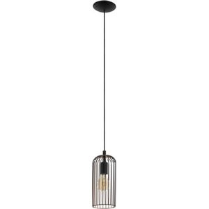EGLO Roccamena - hanglamp - 13 cm - 1-lichts - E27 - zwart/koperkleurig