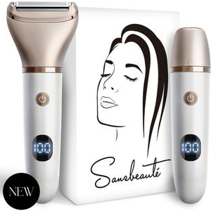 2-in-1 Ladyshave met Display - Gezicht - Oksels - Benen - Bikinilijn - Sansbeauté® - Scheerapparaat Vrouw - Gezichtsontharing Dames - Trimmer Vrouw - Ladyshaves Bikini - USB Oplaadbaar