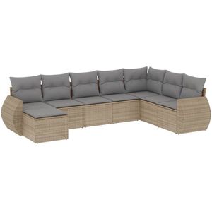 vidaXL Loungeset 8-delig - Beige - Inclusief kussens Loungeset - Tuinbank - Lounge Set - Buitendecoratie - Outdoor Furniture