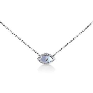 Turkse Ooghanger Ketting 925 Sterling Zilver met Zirkonia en Parelmoer