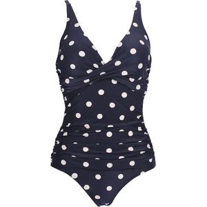Eendelig damesbadpak, Push-Up badpak met V-hals, buikcontrole, hoge taille
