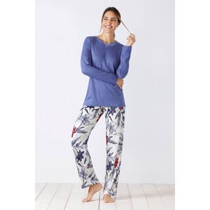 Blauwe luxe dames pyjama Hajo - Blauw - Maat - 44/46