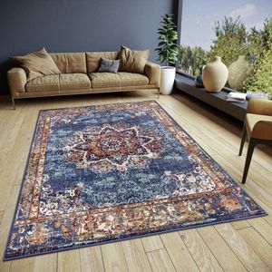 Flycarpets Klassiek Vintage Vloerkleed - Maderno - Blauw / Multi - 57x90 cm