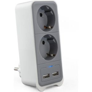 Caliber HPS1202U - Stekkerblok - Met USB - Overspanningsbeveiliging - 2x 45 graden gedraaid stopcontact
