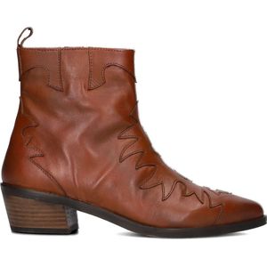 Notre-V 18060 Enkellaarsjes - Enkelboots met rits - Dames - Cognac - Maat 36