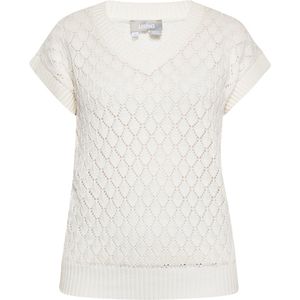 Usha - Gebreide Trui - Wolwit - V-hals - Kwartmouw