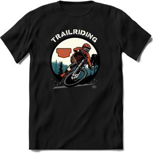 Trailriding | TSK Studio Mountainbike kleding Sport T-Shirt | Oranje | Heren / Dames | Perfect MTB Verjaardag Cadeau Shirt Maat L