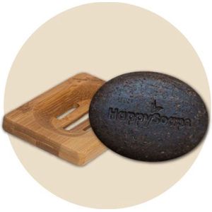 HappySoaps - Scrubpuccino - Face & Body Scrub Bar - Giftset - Zeephouder van Bamboe