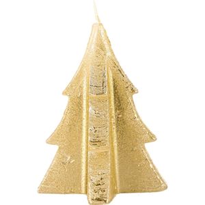 4 x Gouden Kerstboom Kaarsen - Kerstmis Kaarsjes - Goud - Set van 4 Kerst Kaarsen - 6,5 cm x 6,5 cm x 8,5 cm