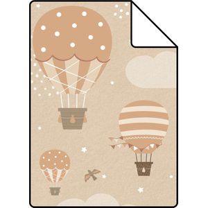 Proefstaal ESTAhome behang luchtballonnen beige en terracotta - 26,5 x 21 cm - 139801-S