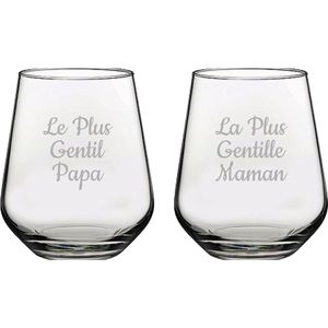 Drinkglas gegraveerd - 42,5cl - Le Plus Gentil Papa & La Plus Gentille Maman