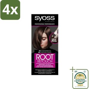 Syoss - Haarverf - Uitgroeiset - R4 Donker Bruin - 1 Haarkleuring - Voordeelverpakking - 4 stuks - Permanente kleuring - Syoss