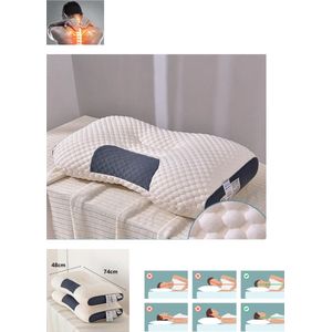Huiselijk Geluk Ergonomisch Afstelbaar Traagschuim Hoofdkussen tegen Nekklachten - Verstelbaar Orthopedisch Memory Foam Slaapkussen voor Zijslapers - Verkoelend Design - Cervicaal Nekkussen met Soja Vezel Spa Massage