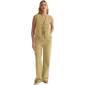 Trendyol Gele Blouse Met Strik En Linnenlook, Wijde Broek En Geweven Onder-Topset Twoss25Au00034