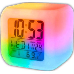 BMJ Trading® Kinderwekker - Wekker voor Kinderen - Wekker Kind Digitaal - Veranderd van Kleur - Alarmklok - 3x AAA Batterijen Inbegrepen - Wit - 7 Verschillende Kleuren LED - Nederlandse Handleiding - Digitale Wekker - Alarm Clock