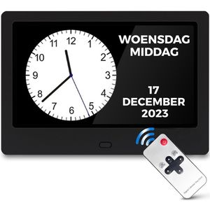 My Green Deal - Dementieklok 8 inch - Analoog en Digitaal - Kalenderklok met datum en dag - Met Medicijnalarm -