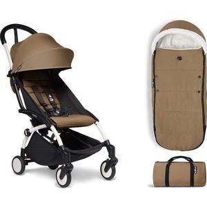 Babyzen YOYO² buggy 6+ met voetenzak - toffee met wit frame