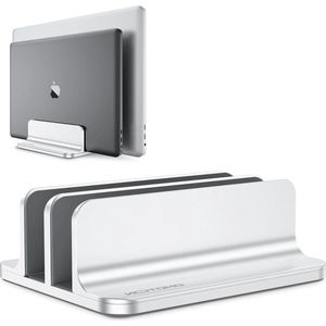 Laptop Standaard Verticale Dubbele Standaard voor Laptops Dubbele Desktop-Laptopstandaard met Verstelbaar Dock voor MacBook Air/Pro Zilverrug - 17 inch