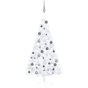vidaXL-Kunstkerstboom-met-verlichting-en-kerstballen-half-150-cm-wit