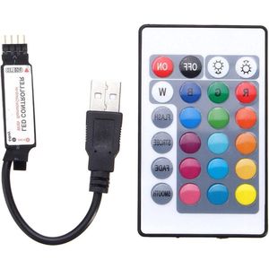 Zeynomax - USB LED Controller met afstandsbediening voor RGB Strip Light - 24 toetsen - DC5V - Verlichting & Controleren