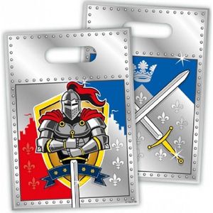 16x stuks plastic ridder uitdeelzakjes voor een verjaardagsfeestje  - Cadeauzakjes/Snoepzakjes