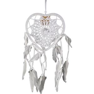 Dromenvanger gehaakt hartje - 17cm - wit - Dreamcatcher