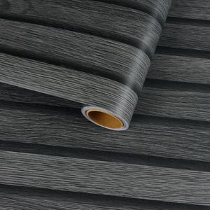 Azomor® Zelfklevende houtlook folie voor meubels en wanden met zwarte houtstructuur