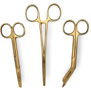 Scharenset verpleegkundige ""Gold"" - MDR Certificaat - verbandschaar - schaar - kocher - 14cm - 3mm - verpleegkundige accessoires - verpleegkundige cadeau - verpleegkundige scharenset