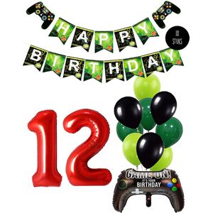 Cijfer Ballon 12 Game Videospel Verjaardag Thema - De Versiering voor de Gamers Birthday Party van Snoes
