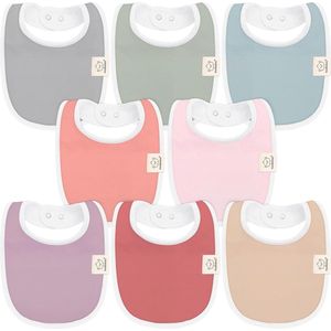 Babyslabbetjes voor jongens en meisjes, verpakking van 8 bio-katoenen slabbetjes om tandjes te krijgen, slabbetjes, grote slabbetjes voor zuigelingen, peuters (muted pastel)