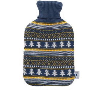 Warmwaterkruik 2 Liter met Zachte Overtrek in Donkerblauw voor Pijnverlichting en Ontspanning
