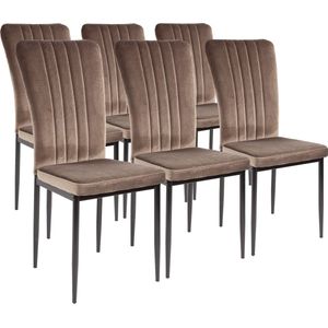 Albatros Modena Eetkamerstoelen met Fluwelen hoes, Set van 6, Bruin - Stijlvol Vintage Design, Fluwelen hoes, SGS-goedgekeurde gestoffeerde stoel - Moderne Keukenstoel, Eetkamerstoel of Eettafelstoel