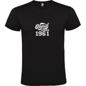 Zwart T-Shirt met “Original Sinds 1961 “ Afbeelding Wit Size XS