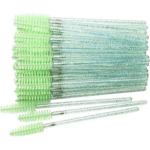 Wegwerp Wimper en Wenkbrauw Borsteltjes - Mascara Borsteltjes - 10 stuks - Groen glitter