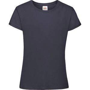 Fruit Of The Loom Meisjes Zachtgesponnen T-shirt  Korte Mouwen (2 stuks) (Marine Blauw)