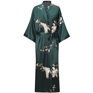 Lange Zijdeachtige Badjassen voor Dames - Satijnen Kimono Gewaden met Bloemenprint