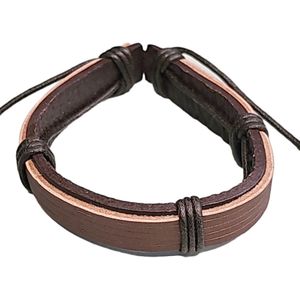 Fako Bijoux - Leren Armband - Leder - Cinqo - Bruin