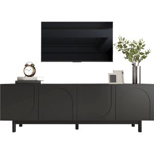 Merax Moderne TV-Kast 175 cm – Zwart - Verstelbare Planken - Lowboard TV-Meubel in Luxe Stijl