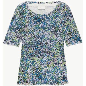 Tops - Col Rond - Korte Mouwen - Geel - Elastisch - Structuur