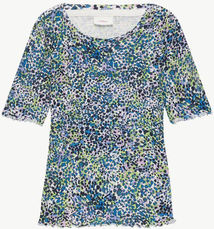 Tops - Col Rond - Korte Mouwen - Geel - Elastisch - Structuur