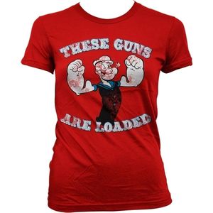 Popeye These Guns Are Loaded Girly T-Shirt Damen Red-2XL