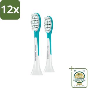 Philips Sonicare - Opzetborstels - For Kids Standard - Voor Kinderen - 2 opzetborstels - HX6042/33 - Voordeelverpakking - 12 stuks - Tandenpoetsen - Kinder tandenborstel
