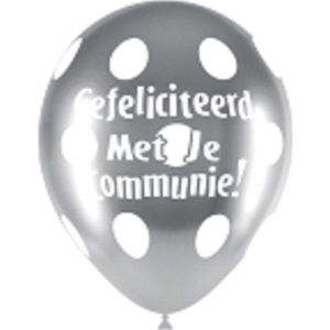 Communie ballonnen ( 50x30cm) Big polka dots Brilliant Silver