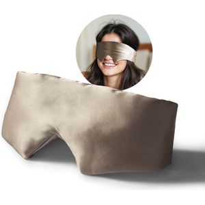 Sleeptime Zijden Slaapmasker - Silk Sleep Mask - 100% Verduisterend Oogmasker - Taupe - 23 momme Moerbei Zijde - Mulberry Silk