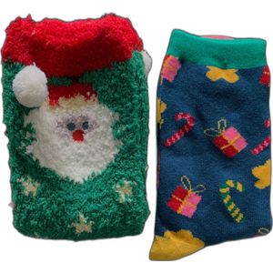Kerstsokken Man Vrouw - Kerstcadeau - 2 stuks - maat 36-44 - Kerstman - Cadeau