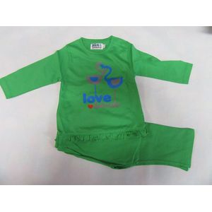 Wiplala  Jen & James - Pyjama - Meisje - Katoen - Groen - Love birds - 6 jaar 116