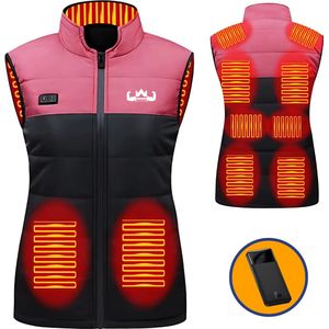 KingsPower Heated vest L Incl. Powerbank - Zwart/Grijs - Elektrisch Verwarmde Winter Jas en Bodywarmer - Waterafstotend en Winddichte Kleding