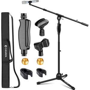 LifeStages® microfoonstandaard met metalen handgreep: 3-in-1 dual-use vloermicrofoonstatief met tas en microfoonclips, in hoogte verstelbare microfoonstandaard voor podiumbijeenkomsten