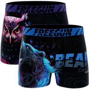 Freegun heren boxershorts - microvezel - 2-pack - maat XL - Beer/uil